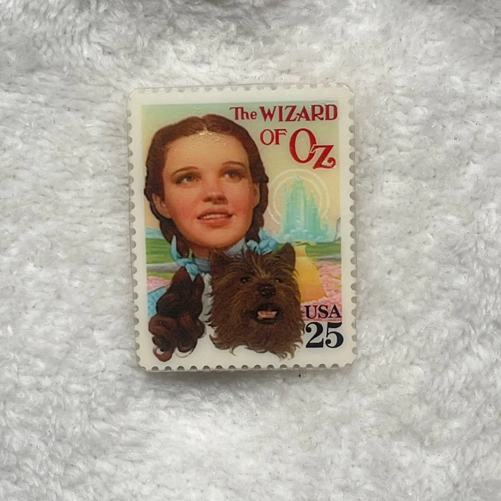 COPY Pin | Vintage Wizard of Oz Postage Stamp | Dorothy, Toto, Yellow Brick Road